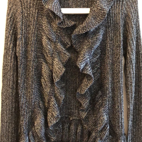 Elegant Open Front Sweater. Pretty Knitted Pattern Size M - Picture 4 of 16